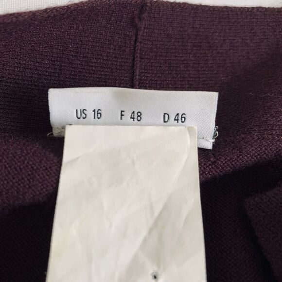 Akris Punto Cardigan Sweater US 16 Dark Purple Open 100% Wool Designer Luxury - Picture 4 of 13